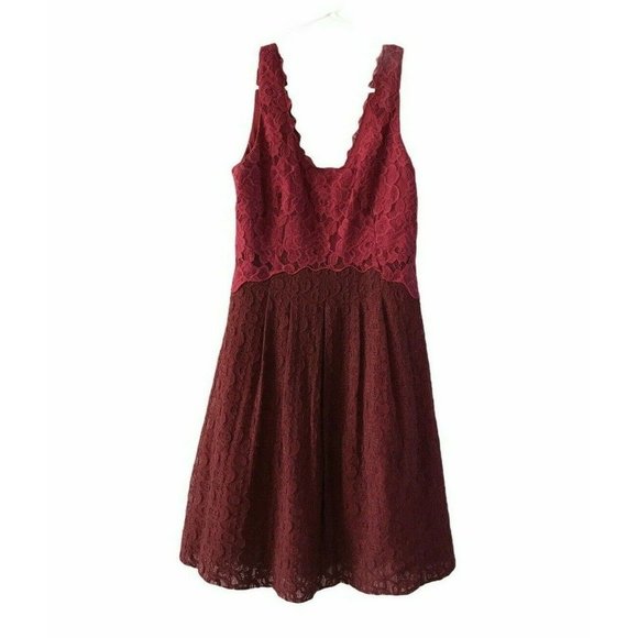 Anthropologie Moulinette Soeurs Carmindy Dress Red Lace Sleeveless - Picture 2 of 10